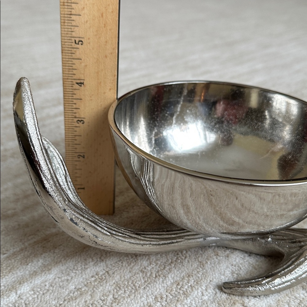 Antler Base Pedestal 2 Bowl Silver Dish Decor - Picture 16 of 17